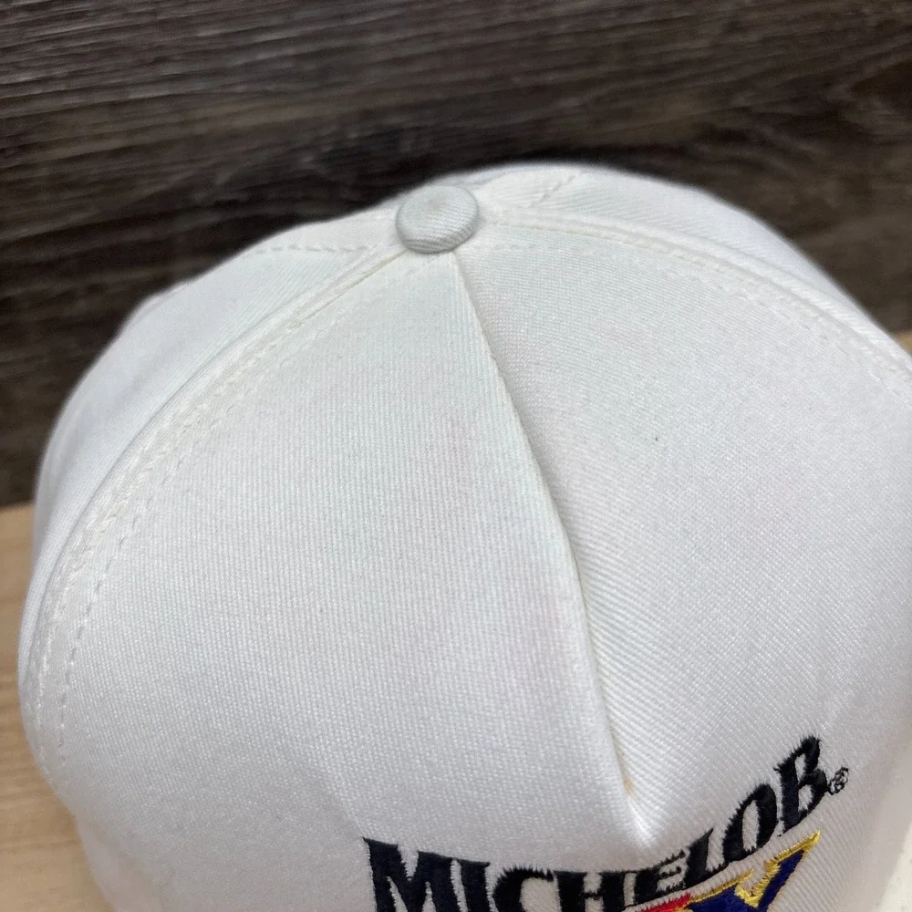 Vintage Michelob Dry Hat Cap Snap Back White Beer Advertising Promo 90s Retro